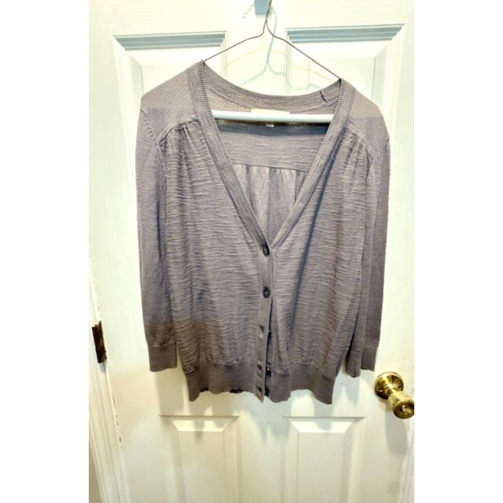 Loft gray V-neck button 100% cotton cardigan